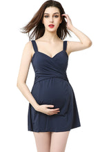 Load image into Gallery viewer, Kimi + Kai Maternity &quot;Julie&quot; Ruched Skirted One Piece Swim Bathing Suit