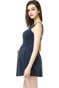 Kimi + Kai Maternity "Julie" Ruched Skirted One Piece Swim Bathing Suit