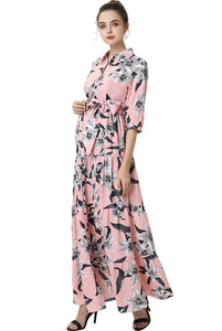 Kimi + Kai Maternity "Cora" Nursing Maxi Shirt Dress