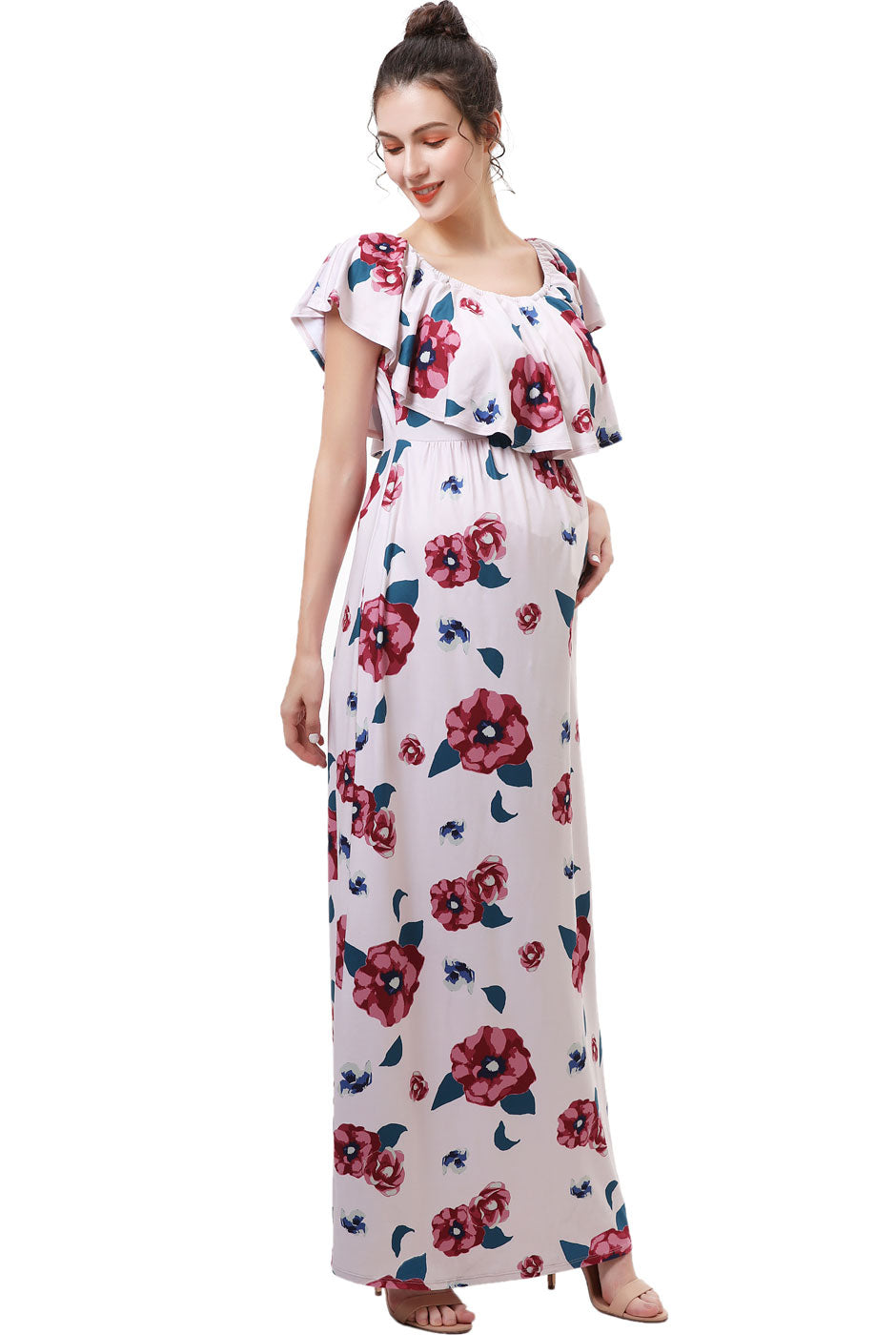Kimi + Kai Maternity "Lydia" Nursing Floral Print Maxi Dress