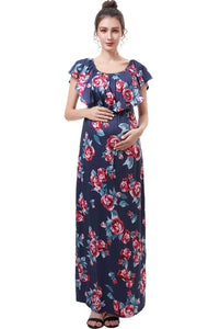Kimi + Kai Maternity "Brielle" Nursing Floral Print Maxi Dress