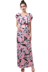 Kimi + Kai Maternity "Clara" Nursing Floral Print Maxi Dress