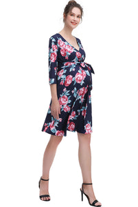 Kimi + Kai Maternity "Diana"Nursing Faux Wrap Dress