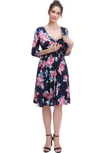 Kimi + Kai Maternity "Diana"Nursing Faux Wrap Dress