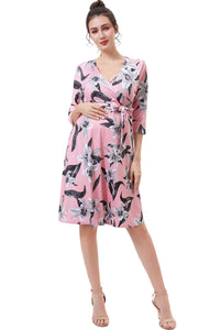 Kimi + Kai Maternity "Gracie"Nursing Faux Wrap Dress