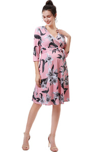 Kimi + Kai Maternity "Gracie"Nursing Faux Wrap Dress