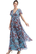 Kimi + Kai Maternity "Elisa" Faux Wrap Chiffon Maxi Dress