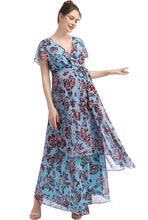 Load image into Gallery viewer, Kimi + Kai Maternity &quot;Elisa&quot; Faux Wrap Chiffon Maxi Dress