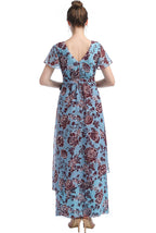 Kimi + Kai Maternity "Elisa" Faux Wrap Chiffon Maxi Dress