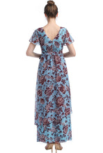 Load image into Gallery viewer, Kimi + Kai Maternity &quot;Elisa&quot; Faux Wrap Chiffon Maxi Dress
