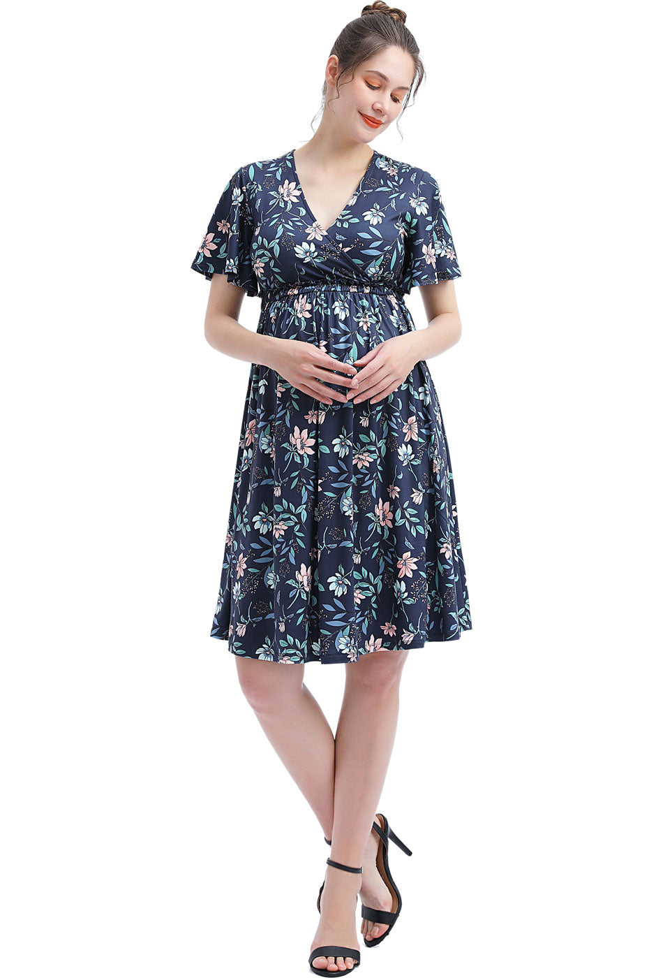 Kimi + Kai Maternity "Annis" V-Neck Nursing Dress