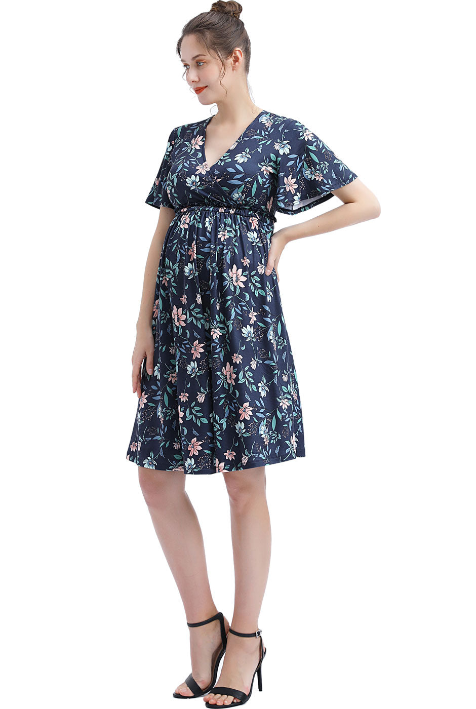 Kimi + Kai Maternity "Annis" V-Neck Nursing Dress