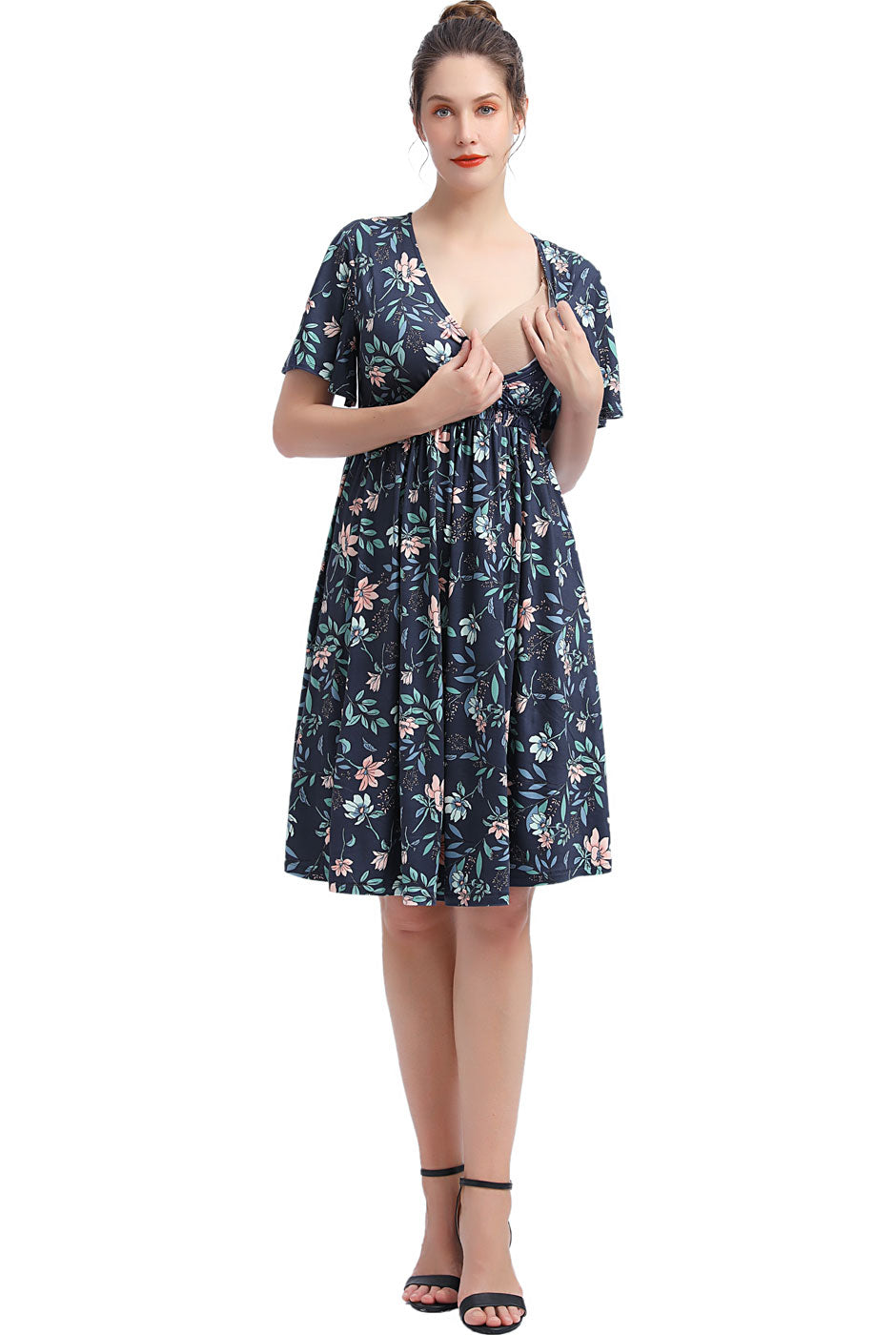 Kimi + Kai Maternity "Annis" V-Neck Nursing Dress