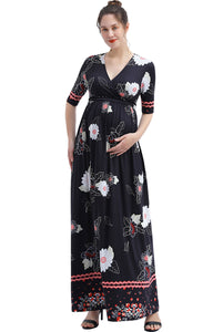 Kimi + Kai Maternity "Eira" V-Neck Maxi Nursing Dress