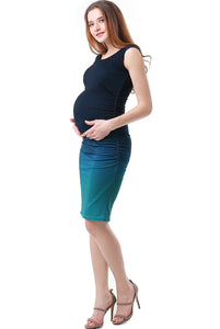 Kimi + Kai Maternity "Sia" Ombre Ruched Midi Dress