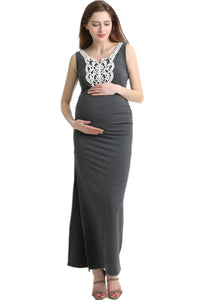 Kimi + Kai Maternity "Bethany" Lace Trim Maxi Dress