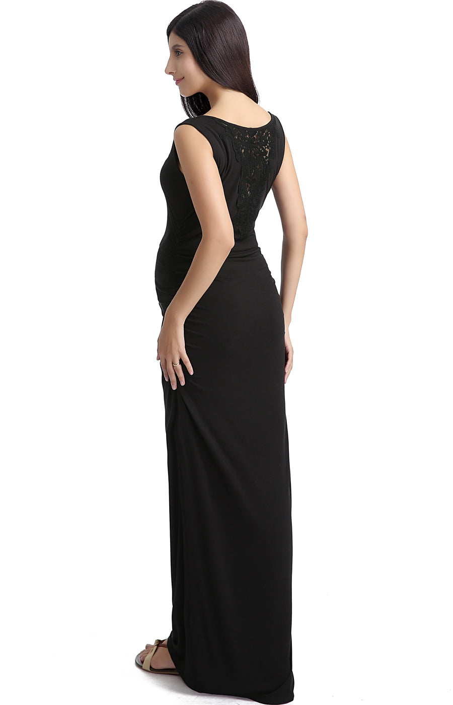 Kimi + Kai Maternity "Jane" Lace Back Maxi Dress