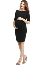 Load image into Gallery viewer, Kimi + Kai Maternity &quot;Kendall&quot; Off-Shoulder Midi Body Con Dress