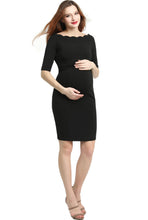 Load image into Gallery viewer, Kimi + Kai Maternity &quot;Kendall&quot; Off-Shoulder Midi Body Con Dress