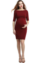 Load image into Gallery viewer, Kimi + Kai Maternity &quot;Kendall&quot; Off-Shoulder Midi Body Con Dress