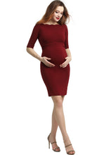 Load image into Gallery viewer, Kimi + Kai Maternity &quot;Kendall&quot; Off-Shoulder Midi Body Con Dress