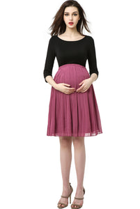 Kimi + Kai Maternity "Marie" Colorblock Empire Waist Dress