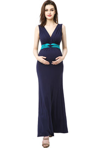 Kimi + Kai Maternity "Scarlett" Colorblock Nursing Maxi Dress