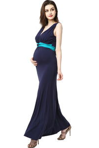 Kimi + Kai Maternity "Scarlett" Colorblock Nursing Maxi Dress