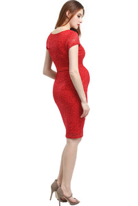 Kimi + Kai Maternity "Nancy" Lace Midi Dress