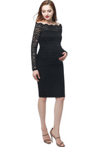 Kimi + Kai Maternity "Hannah" Off-the-Shoulder Midi Dress