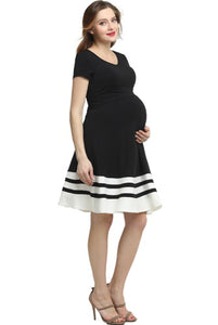 Kimi + Kai Maternity "Theresa" Colorblock Skater Dress