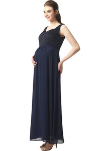 Kimi + Kai Maternity "Kyra" Lace Accent Maxi Dress