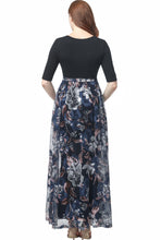Load image into Gallery viewer, Kimi + Kai Maternity &quot;Annabelle&quot; V-Neck Mesh Print Maxi Dress