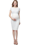 Kimi + Kai Maternity "Lyanna" Lace Trim Midi Dress