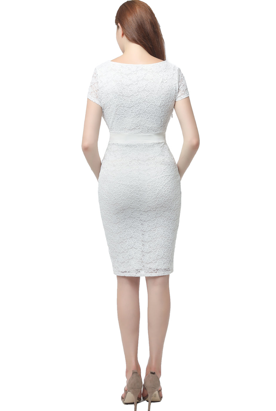 Kimi & Kai White Maternity Lyanna Lace Midi Dress Kimi & Kai White Maternity Lyanna Lace Midi Dress