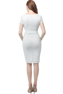 Kimi + Kai Maternity "Lyanna" Lace Trim Midi Dress