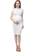 Load image into Gallery viewer, Kimi + Kai Maternity &quot;Lyanna&quot; Lace Trim Midi Dress