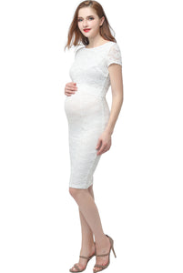 Kimi + Kai Maternity "Lyanna" Lace Trim Midi Dress