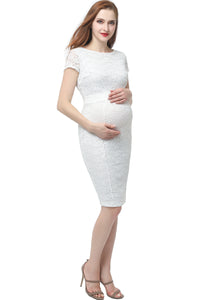 Kimi + Kai Maternity "Lyanna" Lace Trim Midi Dress