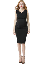 Load image into Gallery viewer, Kimi + Kai Maternity &quot;Talula&quot; Scalloped V-Neck Body-Con Dress