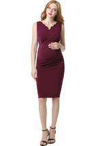 Kimi + Kai Maternity "Talula" Scalloped V-Neck Body-Con Dress