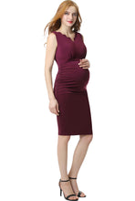 Load image into Gallery viewer, Kimi + Kai Maternity &quot;Talula&quot; Scalloped V-Neck Body-Con Dress