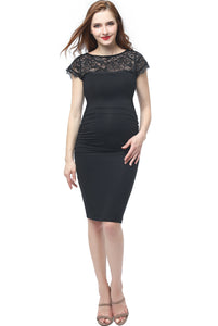 Kimi + Kai Maternity "Morgan" Lace Trim Body-Con Dress