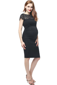 Kimi + Kai Maternity "Morgan" Lace Trim Body-Con Dress