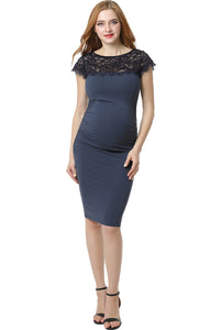 Kimi + Kai Maternity "Morgan" Lace Trim Body-Con Dress