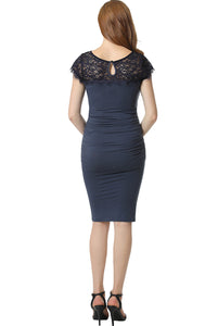 Kimi + Kai Maternity "Morgan" Lace Trim Body-Con Dress