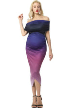 Load image into Gallery viewer, Kimi + Kai Maternity &quot;Maya&quot; Off-the-Shoulder Tulip Hem Ombre Dress