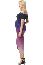 Load image into Gallery viewer, Kimi + Kai Maternity &quot;Maya&quot; Off-the-Shoulder Tulip Hem Ombre Dress
