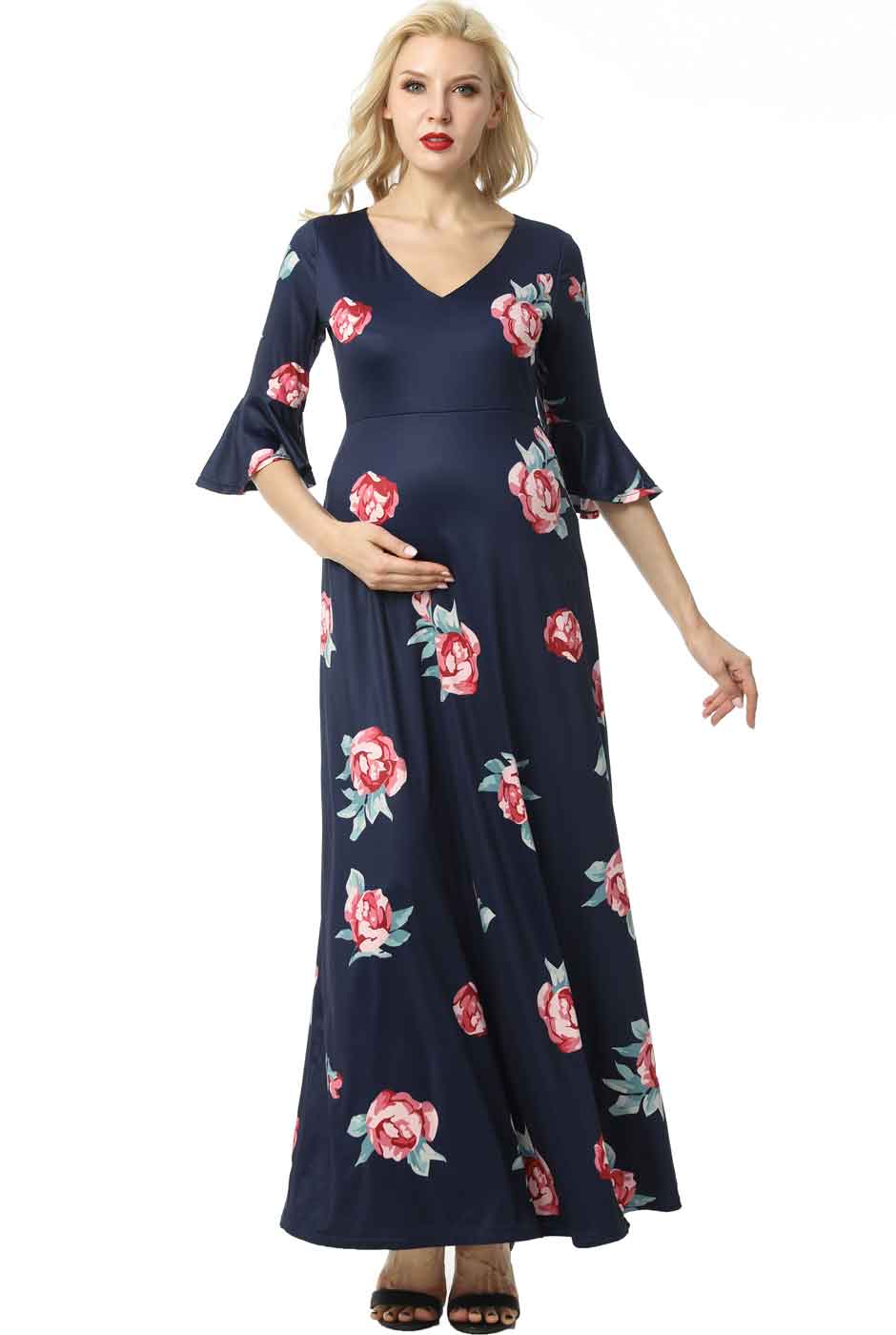 Kimi + Kai Maternity "Louisa" Floral Print Maxi Dress