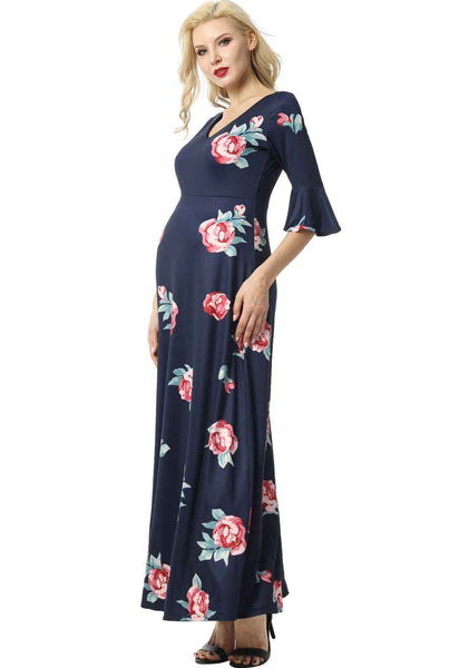 Kimi + Kai Maternity "Louisa" Floral Print Maxi Dress